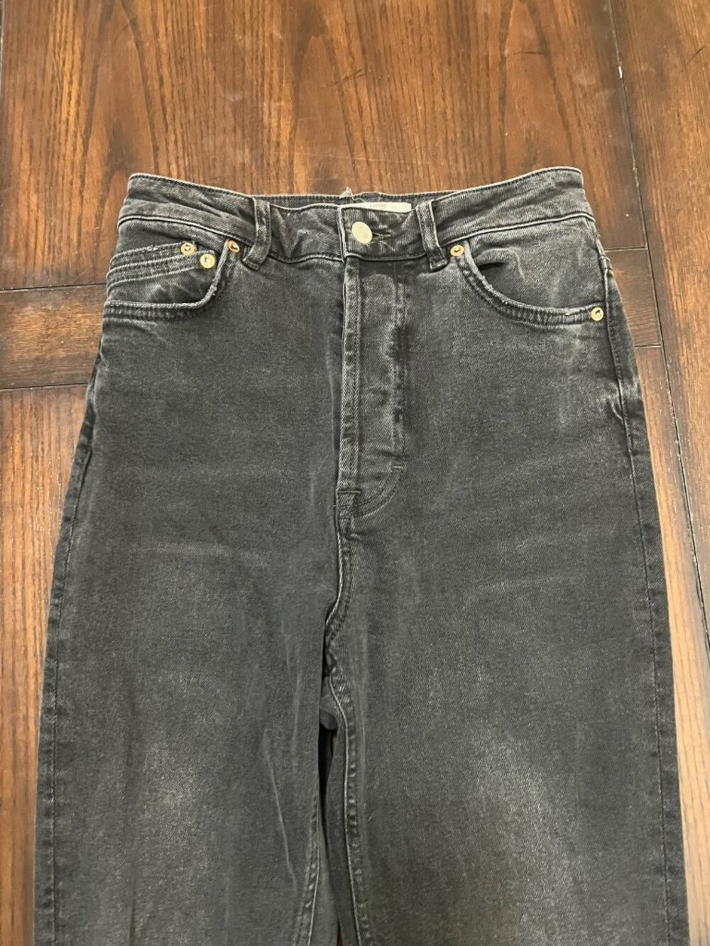 We The Free People Zuri Mom Jeans Black Dusty Roads Button Fly High Rise 27 - Picture 3 of 8